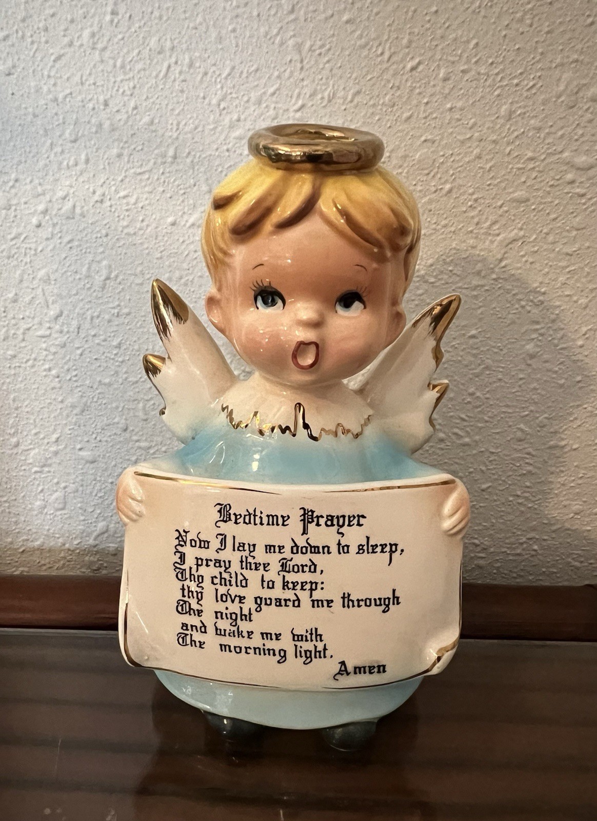 Vintage ENESCO Japan Bedtime Prayer Angel Wall Hanging Figurine E-2824