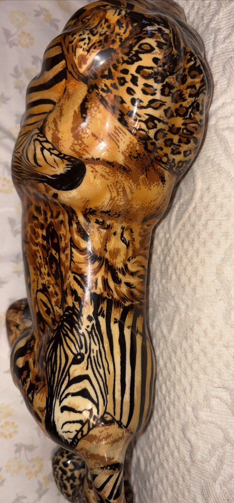 La Vie Patchwork Decoupage Lion Safari Figurine Home Decor King Wildlife Vintage