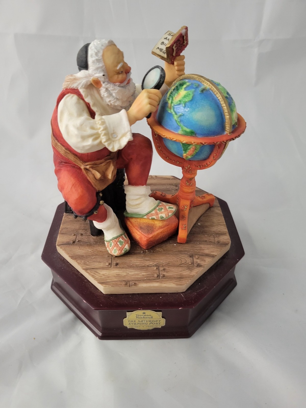 Norman Rockwell Santa “At the globe” San Francisco music box company Limited Edi