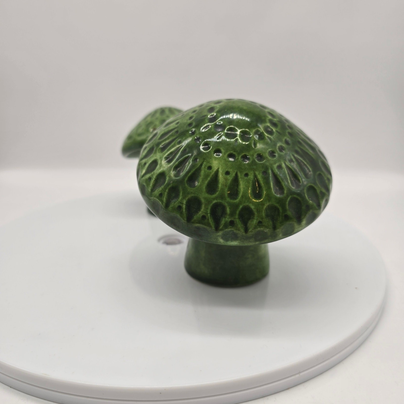 Vintage Ceramic Mushroom Figurine Set of 3 Mid Century Cottagecore Home 1973 MCM