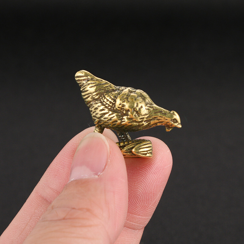 Solid Brass Chicken Figurine Statue Home Ornaments Animal Figurines Gift New