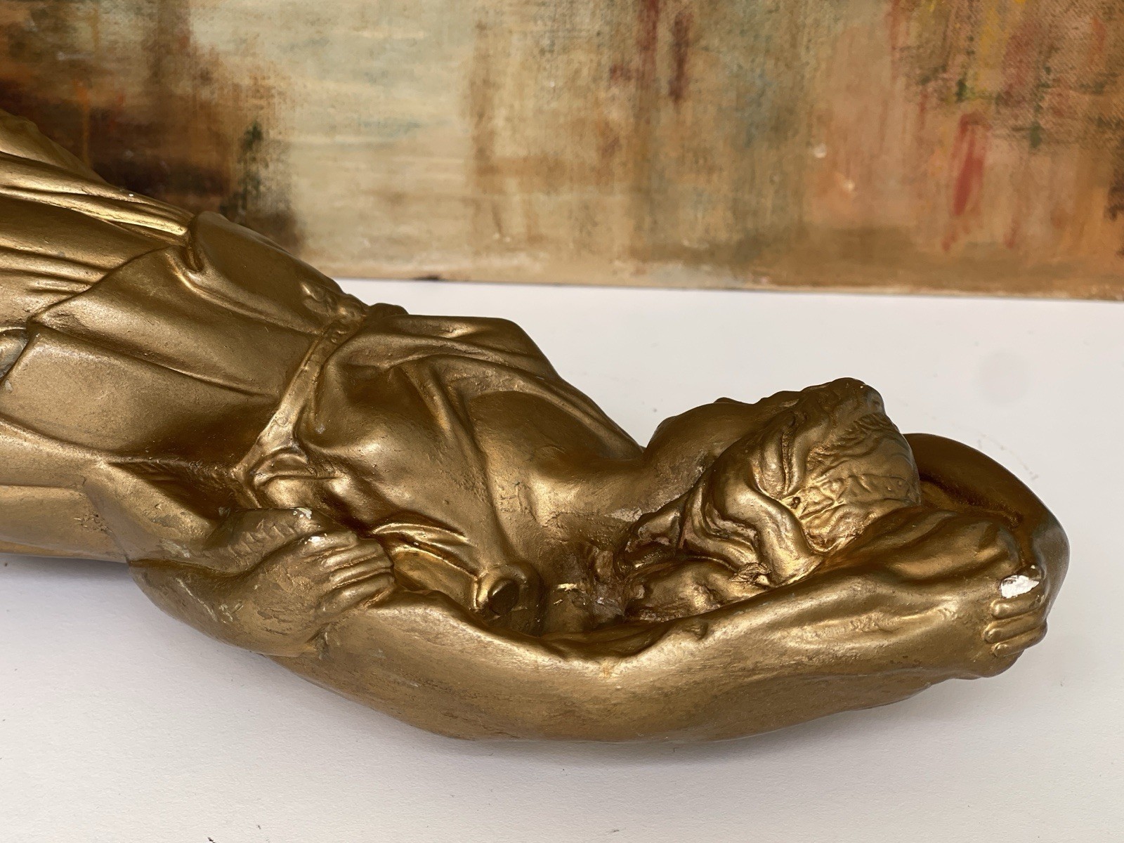 16″ Vintage MCM Artistic Royalties Gold Plaster Roman Greco Goddess Statue #1819