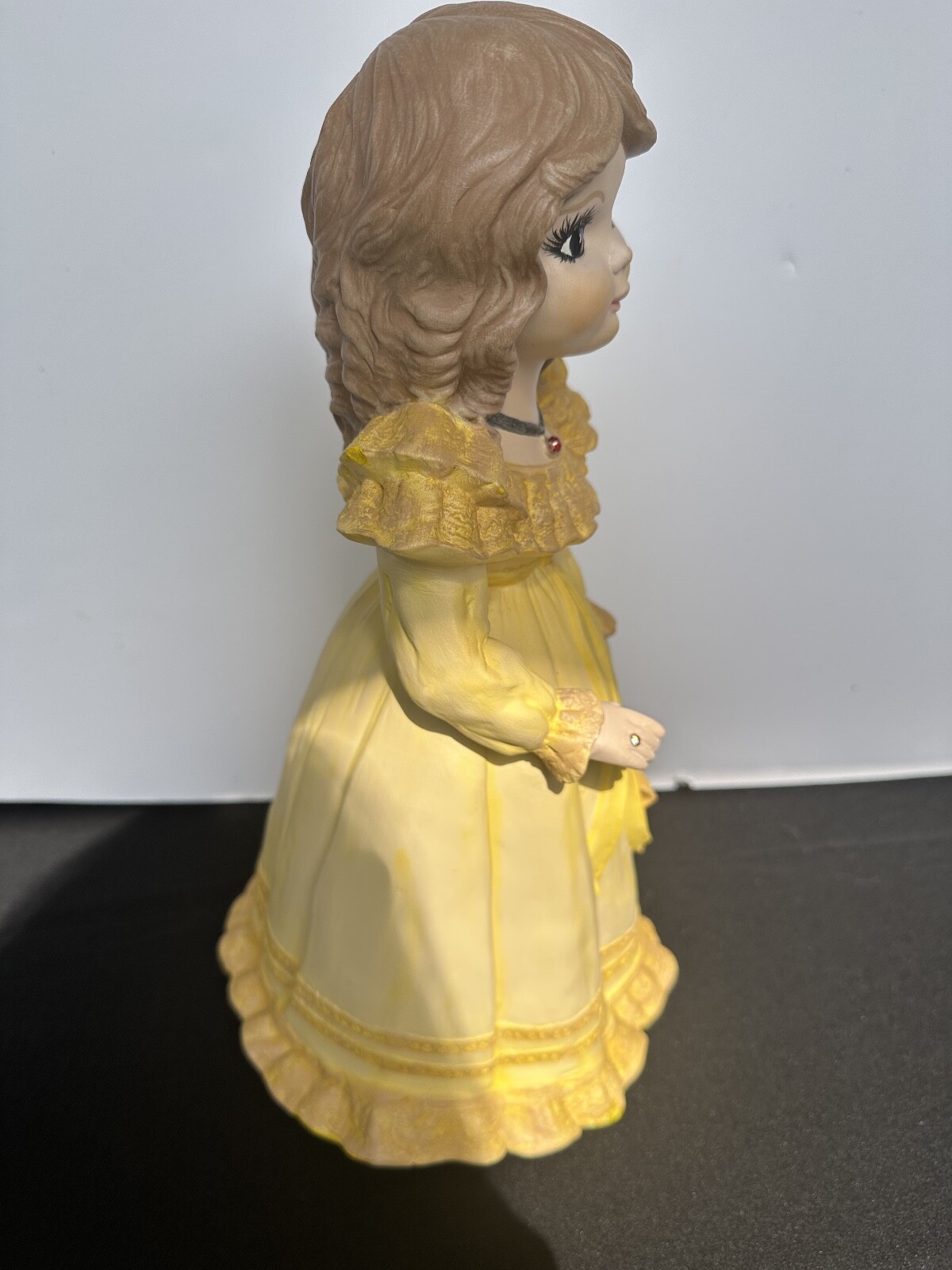 Vintage Hand Painted Porcelain Girl Figurine 13″ Signed by Artist Matte Finish