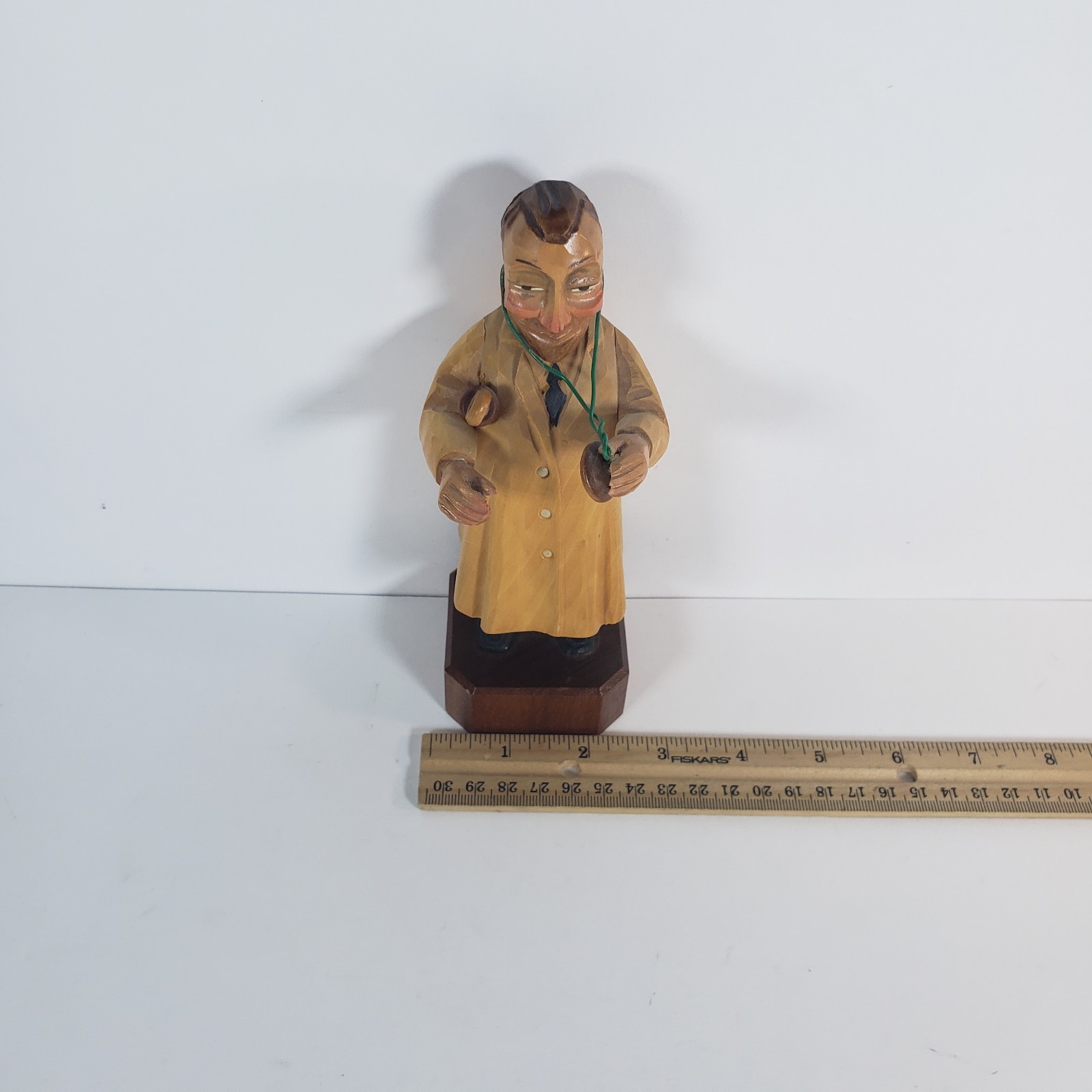 Vintage Anri Hand Carved Wood General Practitioner With Syringe & Stethoscope