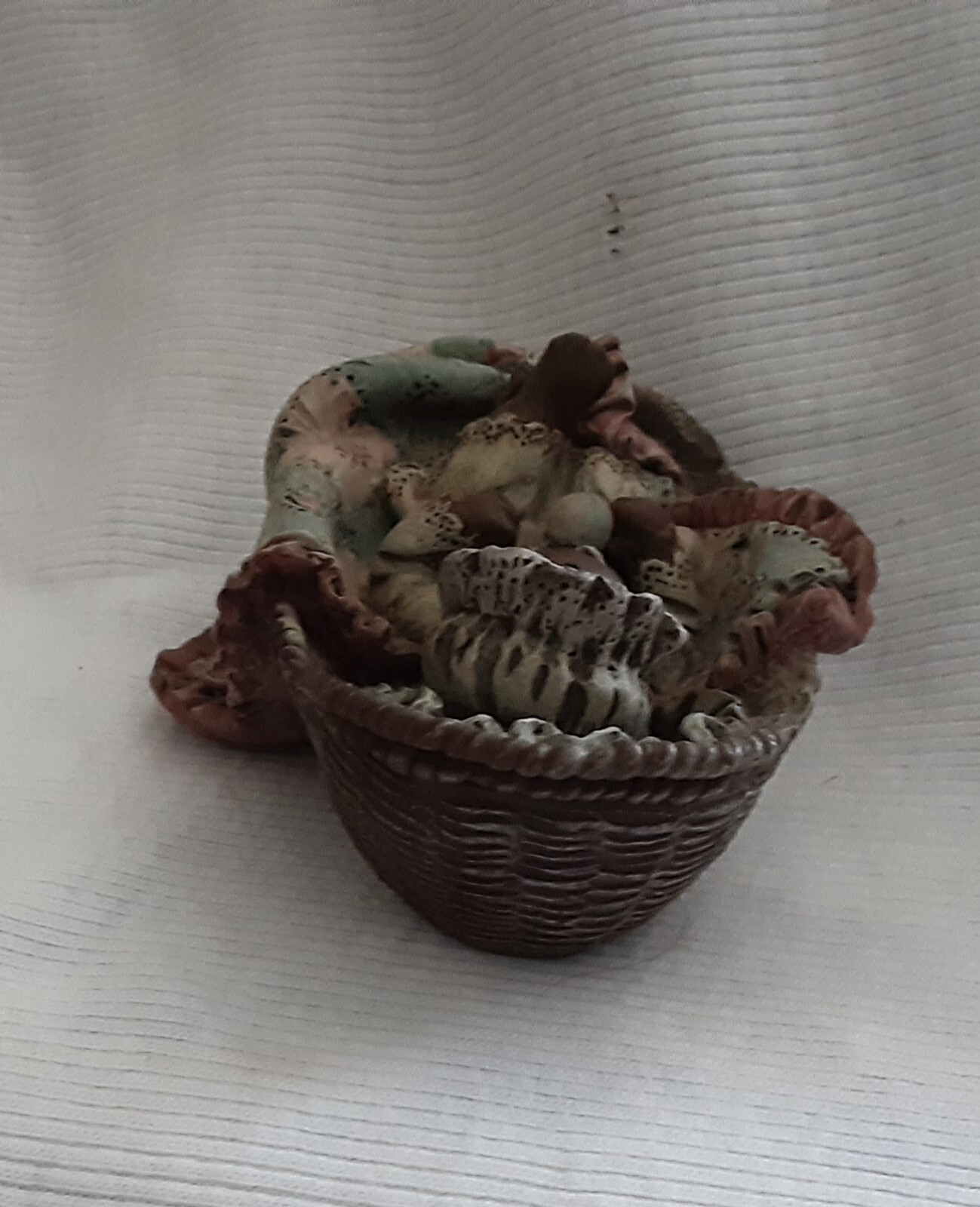 Vintage Sarah’s Attic Figurine Baby in a Basket, #537