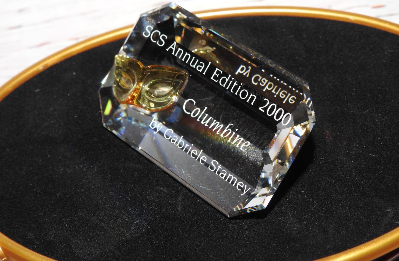 Swarovski Crystal 2000 Columbine Plague By Gabrielle in Stamey Box
