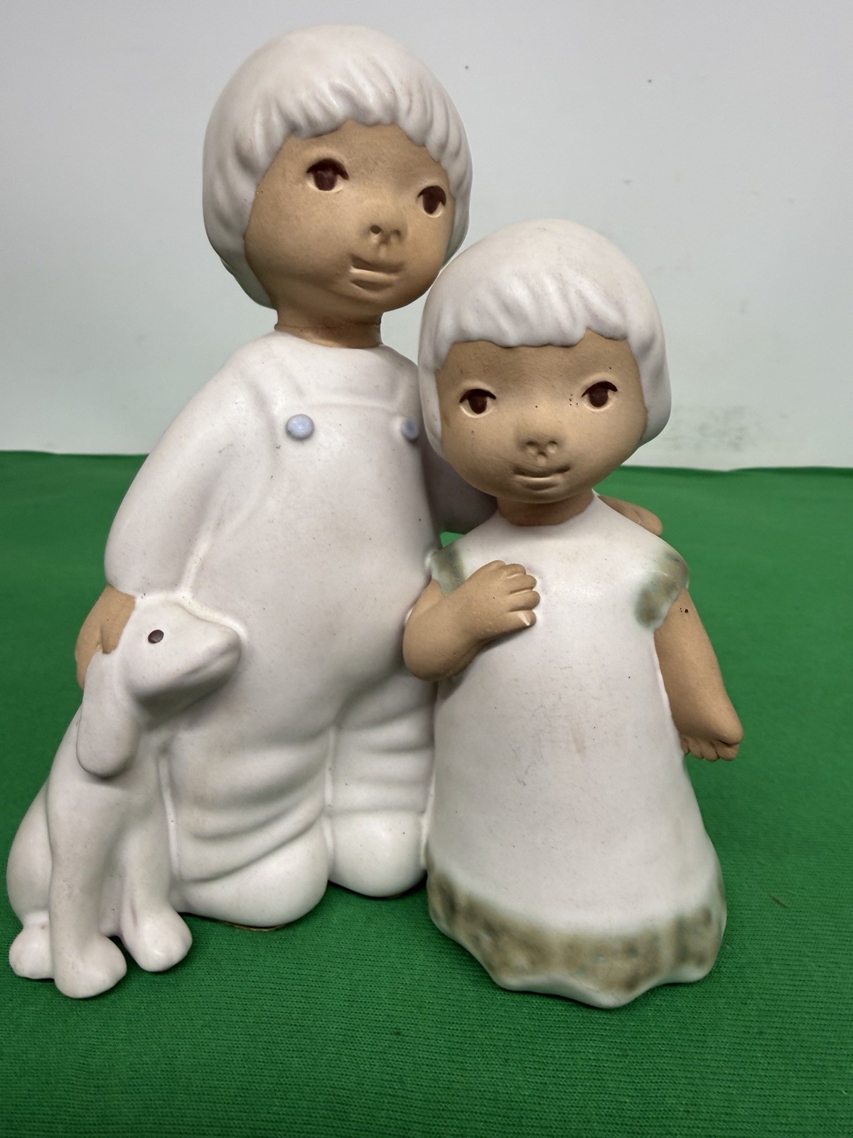 Pottery Brother Sister And Dog designer Elaine Carlock Signed “VINTAGE”