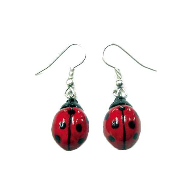 Little Critterz Jewelry – Red Ladybug Insect – Porcelain Earrings Jewelry