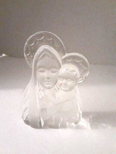Madonna & Child Baby Jesus & Mary Clear Crystal Religious Figurine Paperweight
