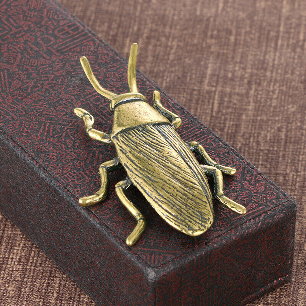 Brass Cockroach Figurine Statue Insect Animal Figurines Toys Desktop Decoration+