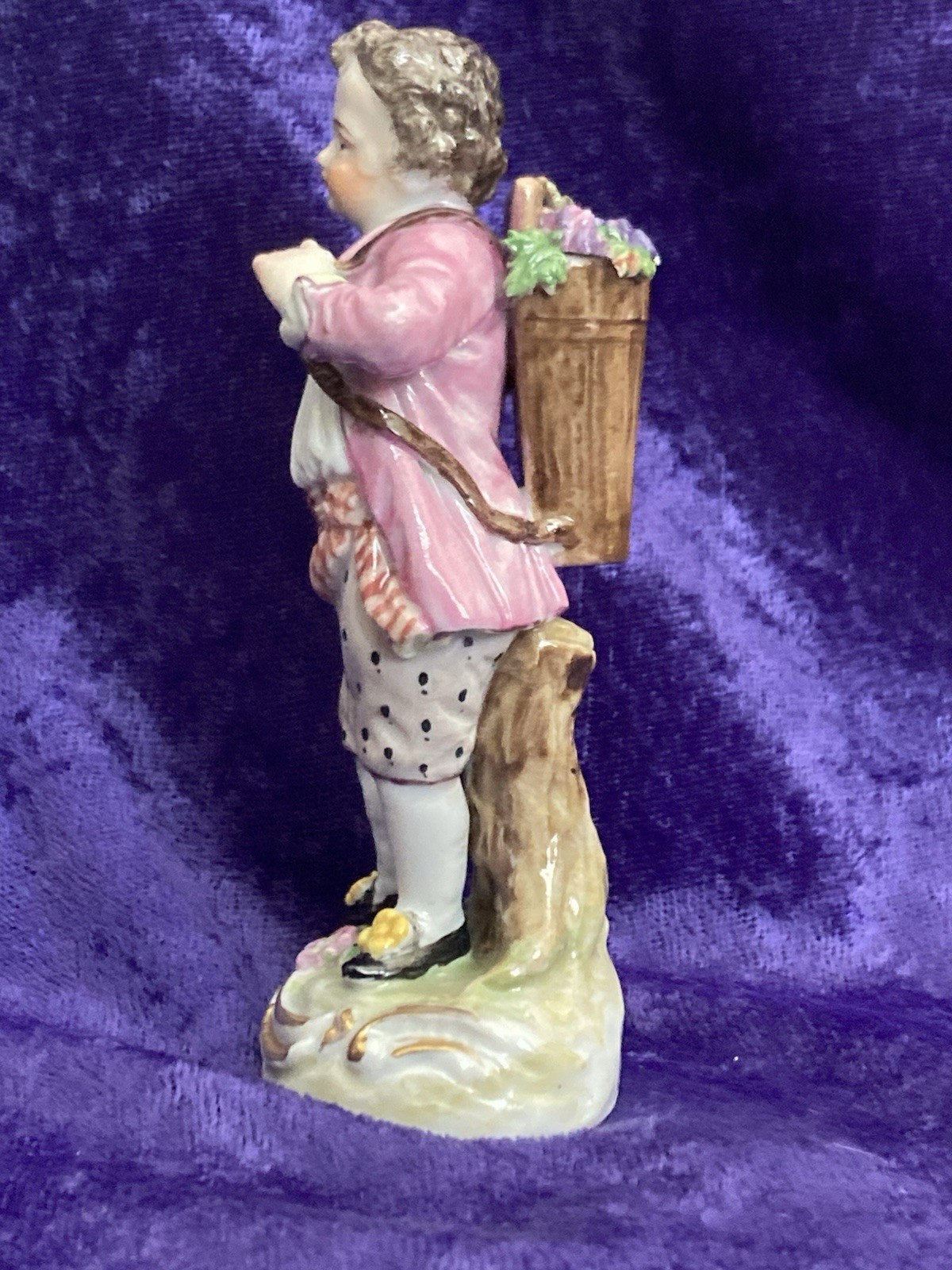 2 Antique Karl Thieme Porcelain Grape Seller Figurines MINT CONDITION!