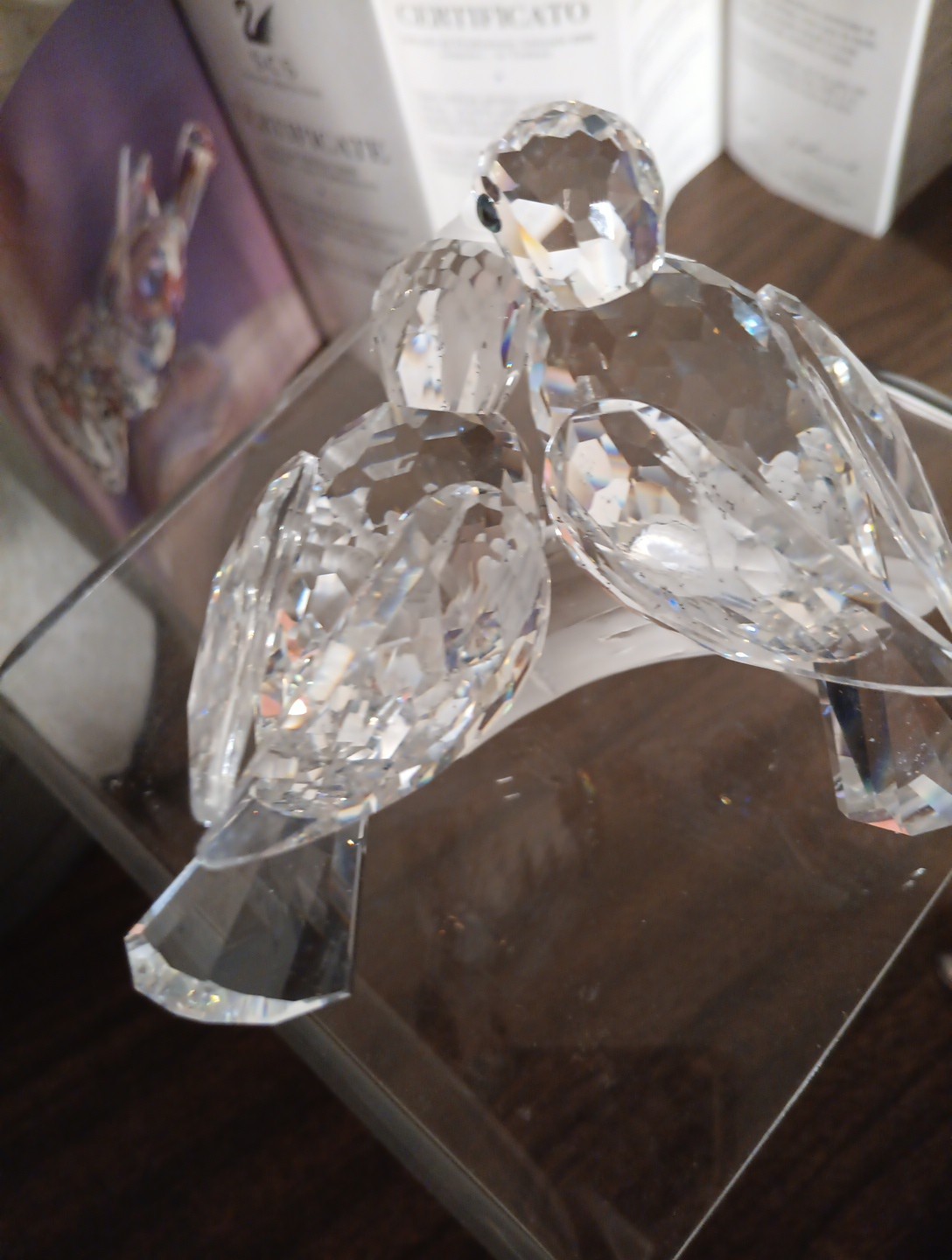 Swarovski Figurine Doves Turtle Doves 3 In. High Original packaging certific…