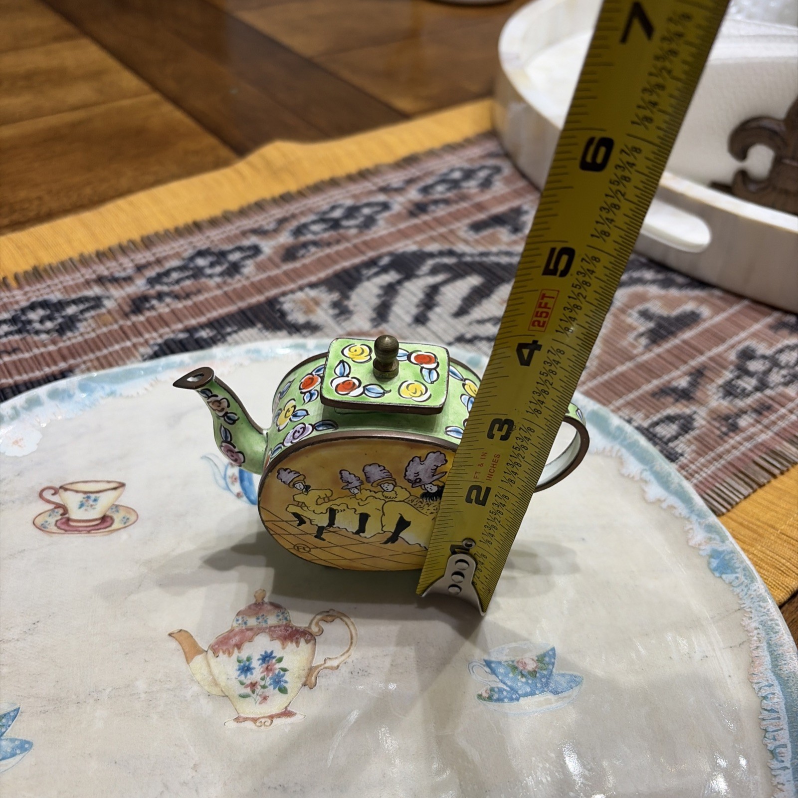 Kelvin Chen Numbered Mini Teapot Hand Painted Enamel French Can Can Girl Dancers