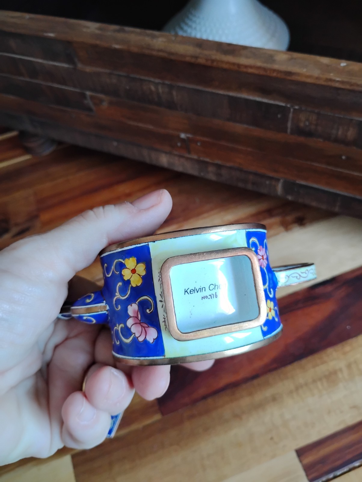 Vintage Kelvin Chen Miniature Mini Enamel Copper Decorative Teapot Trinket Cats