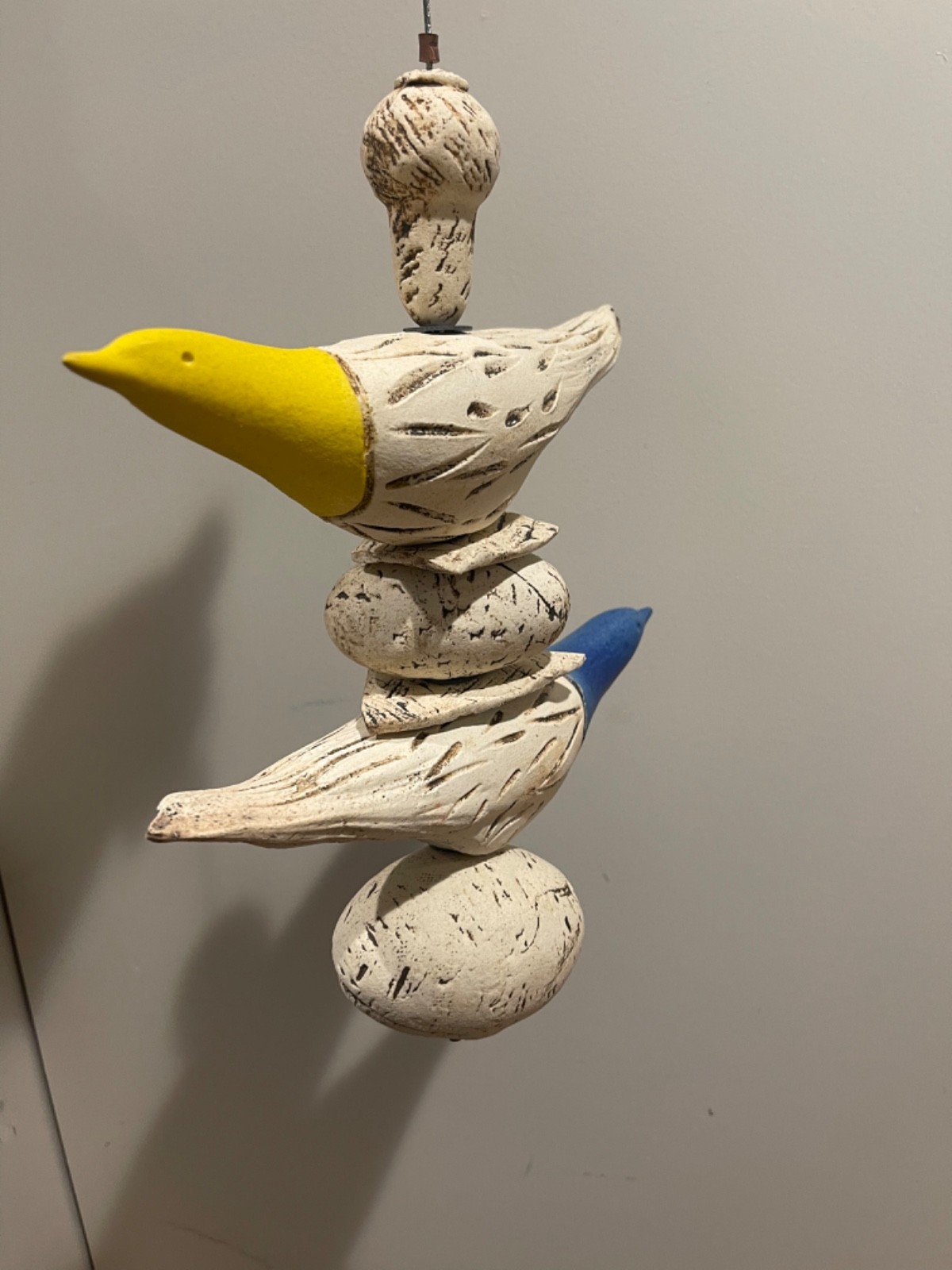 Stephen Fabrico Studio Pottery Bird And Egg Nests Porch Hanging Decor Yard Art