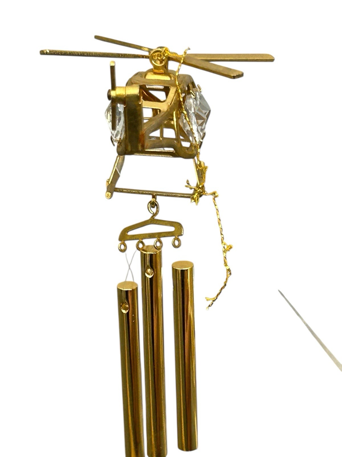 HELICOPTER Ornament Wind chime 24K GP Swarovski Crystal Figure Christmas