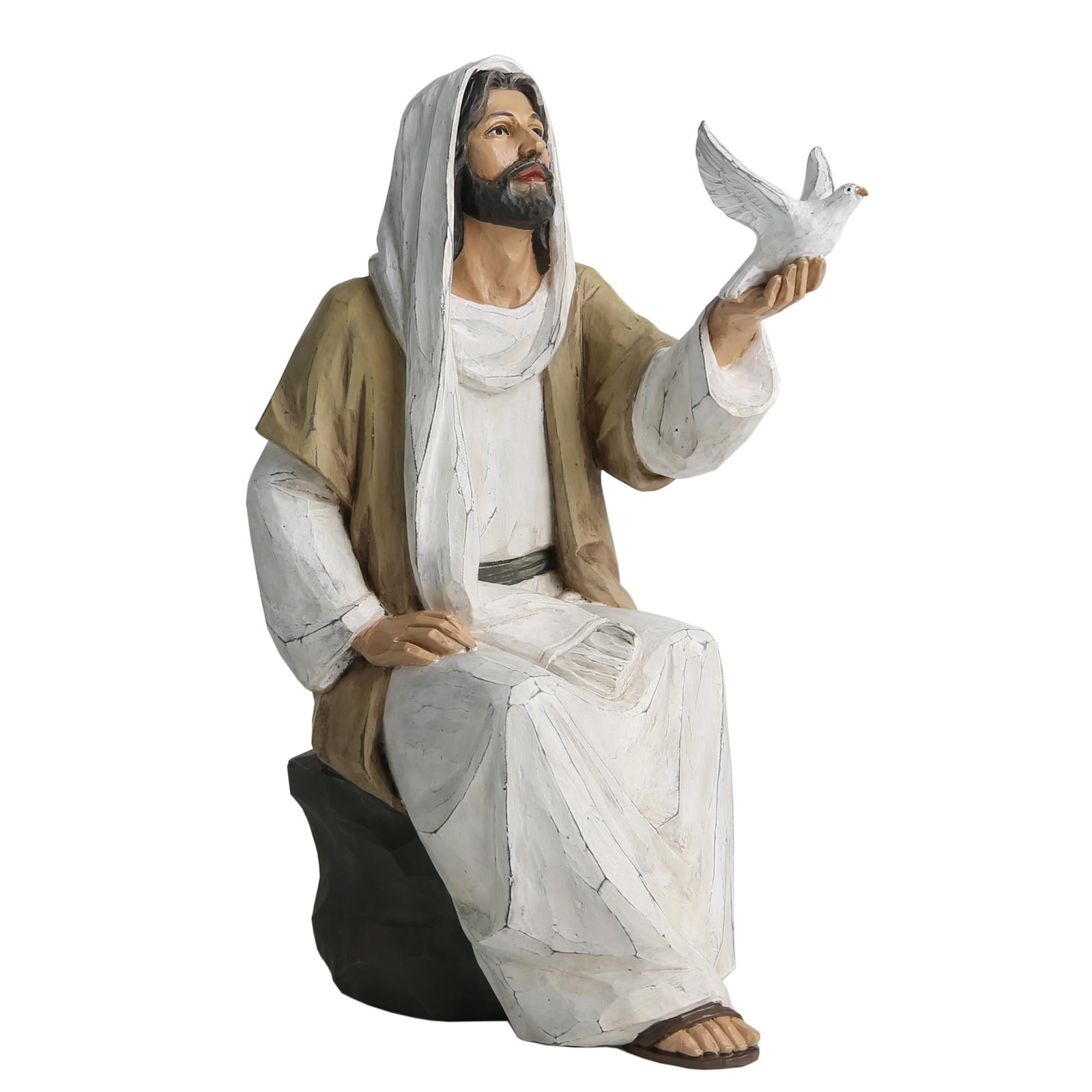 Jesus Christ Statue with Dove, Hand Painted Religious Figurine, 7 Inch Jesus …
