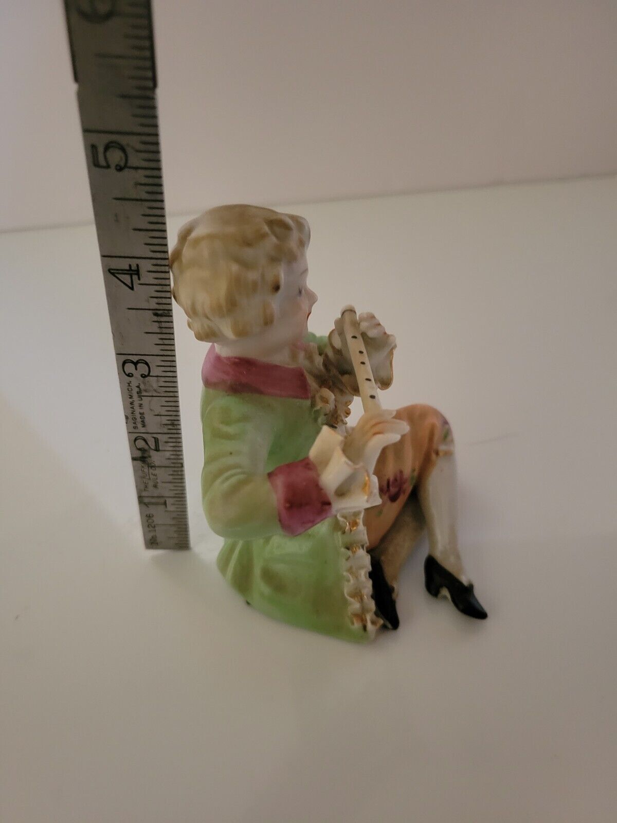Vintage Porcelain/Ceramic Victorian Boy with Flute Figurine 3.2″ x 3″ and 4″tall