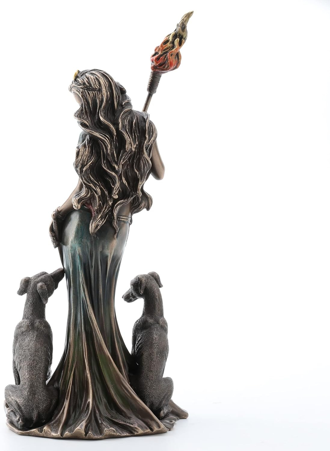 Hecate Greek Goddess of Magic Statue with Hounds – 13.5″ Antique Bronze Finish