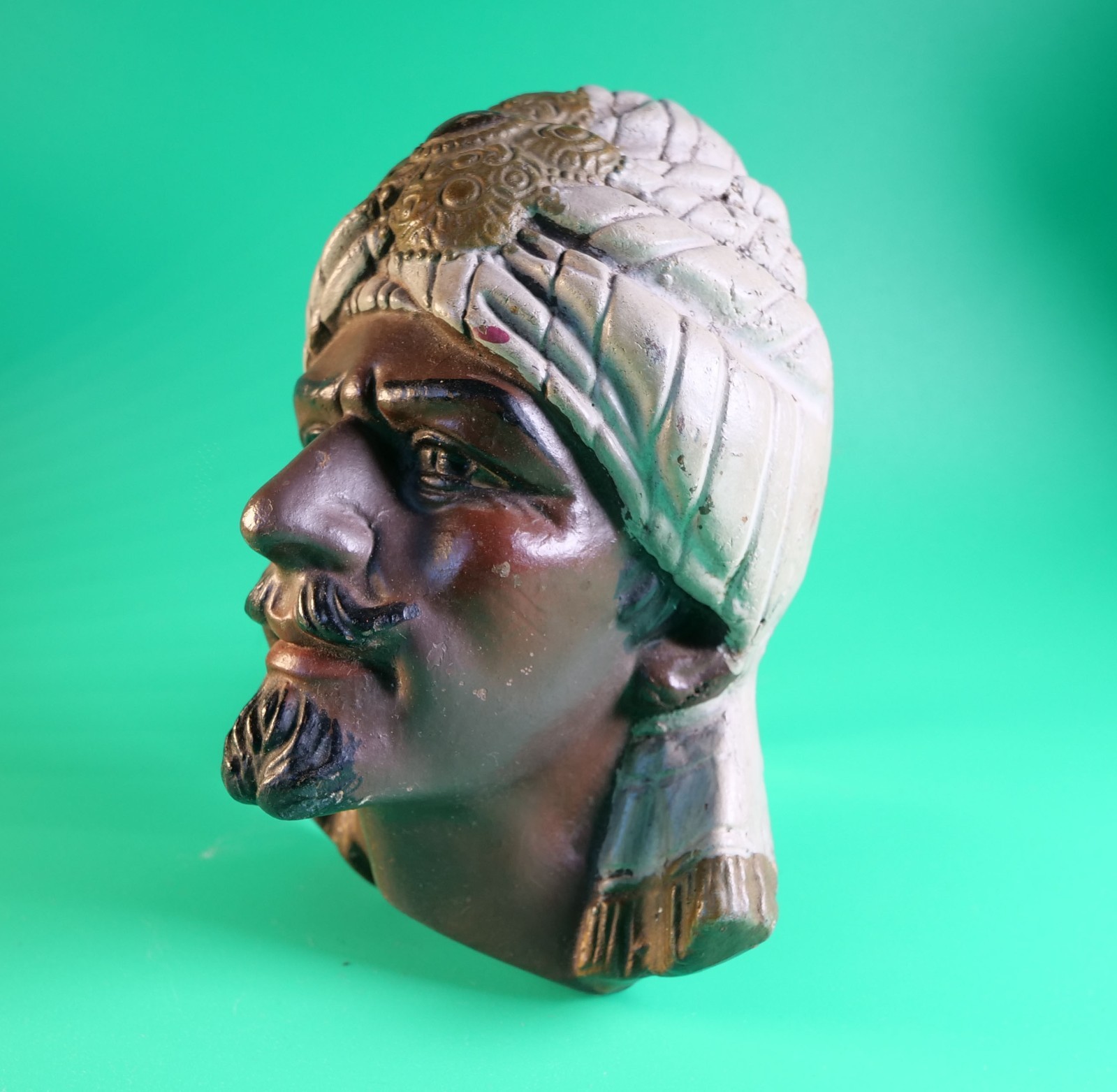 Vintage Chalkware Head bank . 5.5 inches tall