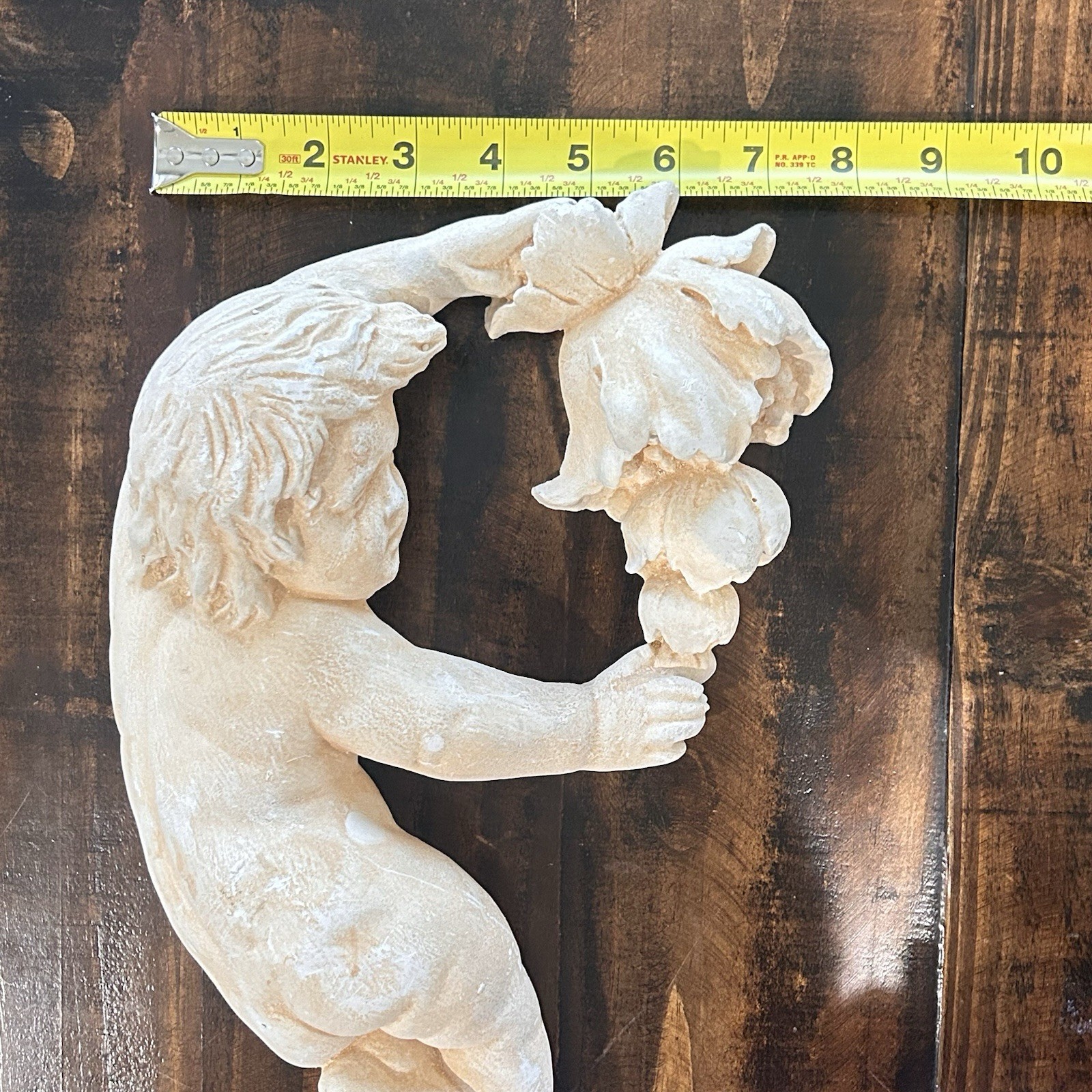 Vintage Chalkware Plaster Cherub Angel Cupid Wall Hanging Plaque Magnolia