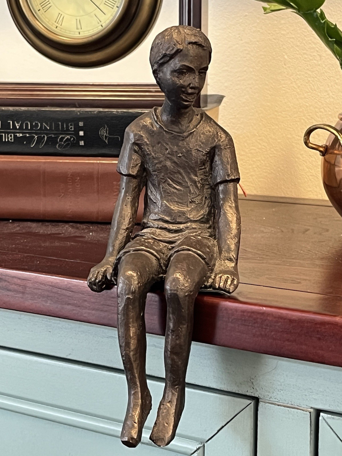 Boy Shelf Figurine Sculpture Cyan Design 03041 Iron Oiled Bronze 8.5 Inches