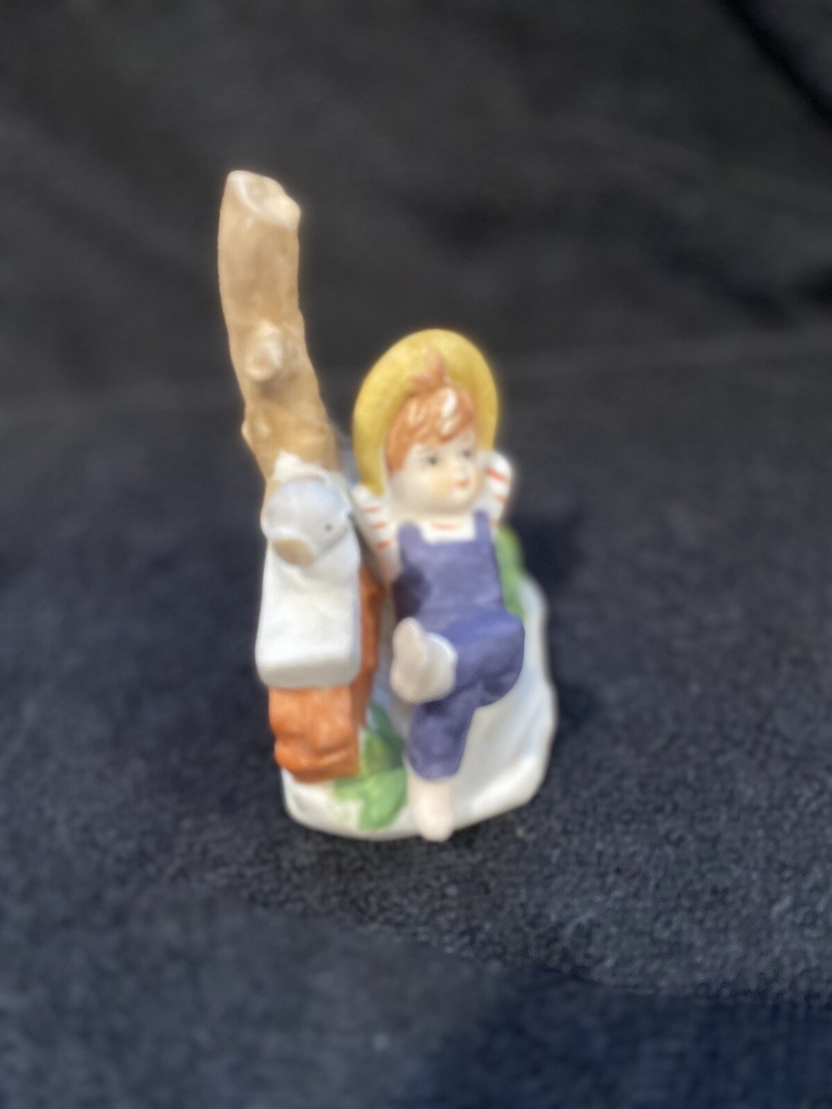 Young Farmer Boy Resting On Tree With Loyal Dog By His Side Figurine