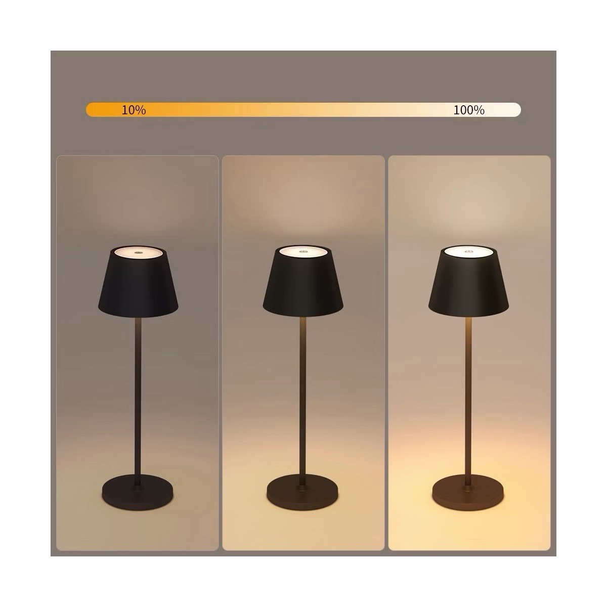 ONEWISH Touch LED Table Lamp Cordless Black Dimmable Modern Accent Night Light