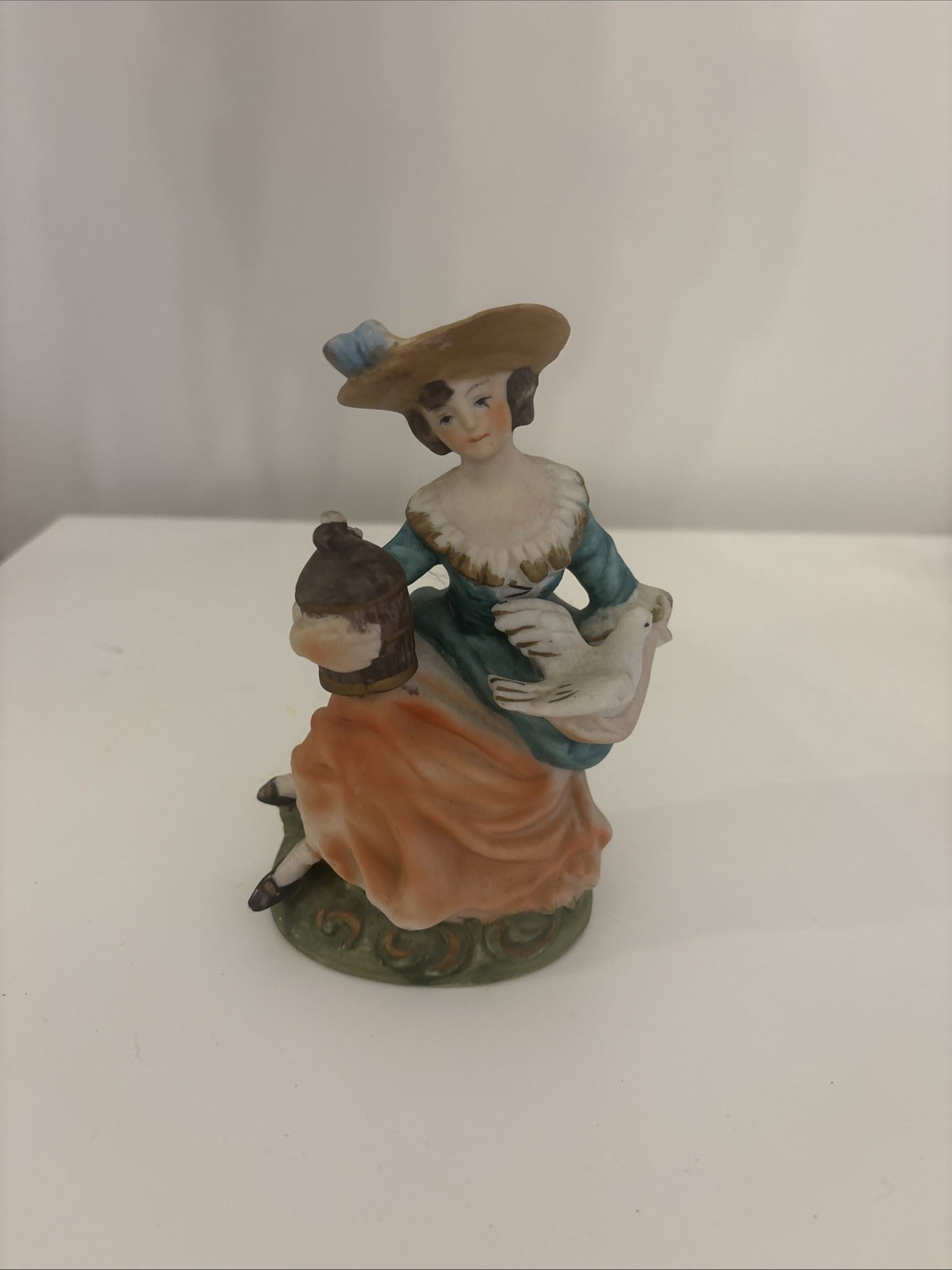 Vintage Ornament,Victorian Lady with Bird Figurine