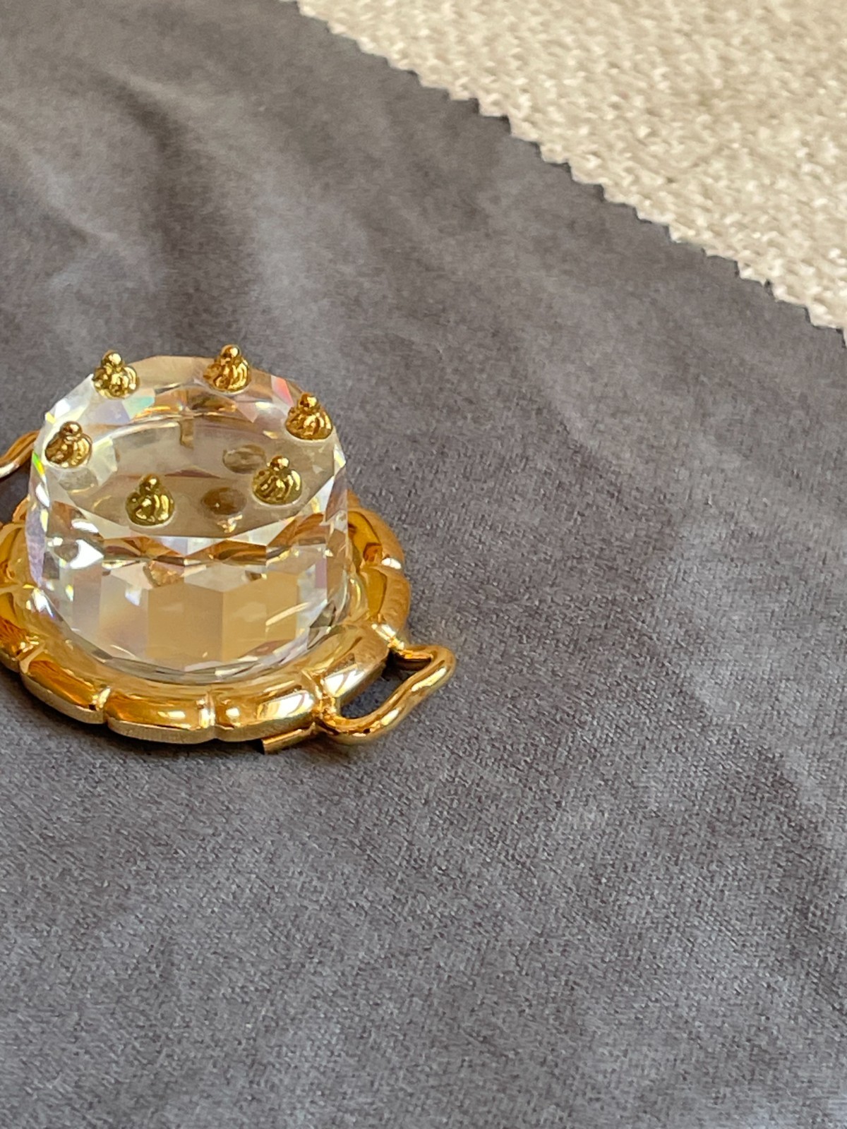 RETIRED SWAROVSKI CRYSTAL MEMORIES BIRTHDAY CAKE & GOLD-PLATED TRAY NO BOX NICE
