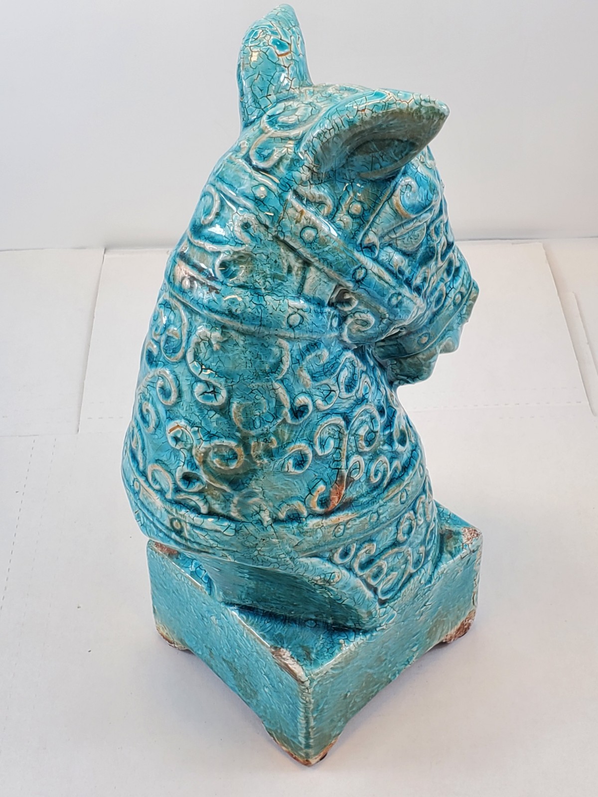 Blue Rustic Horse Bust Ceramic Home Decor Statue Blue Crackle