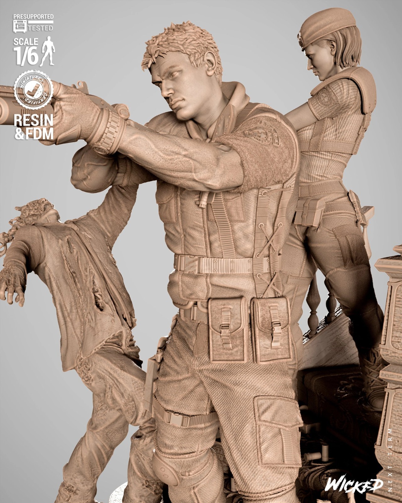 Chris and Jill Diorama Resident Evil Hand Painted Model / DIY Kit 98pcs