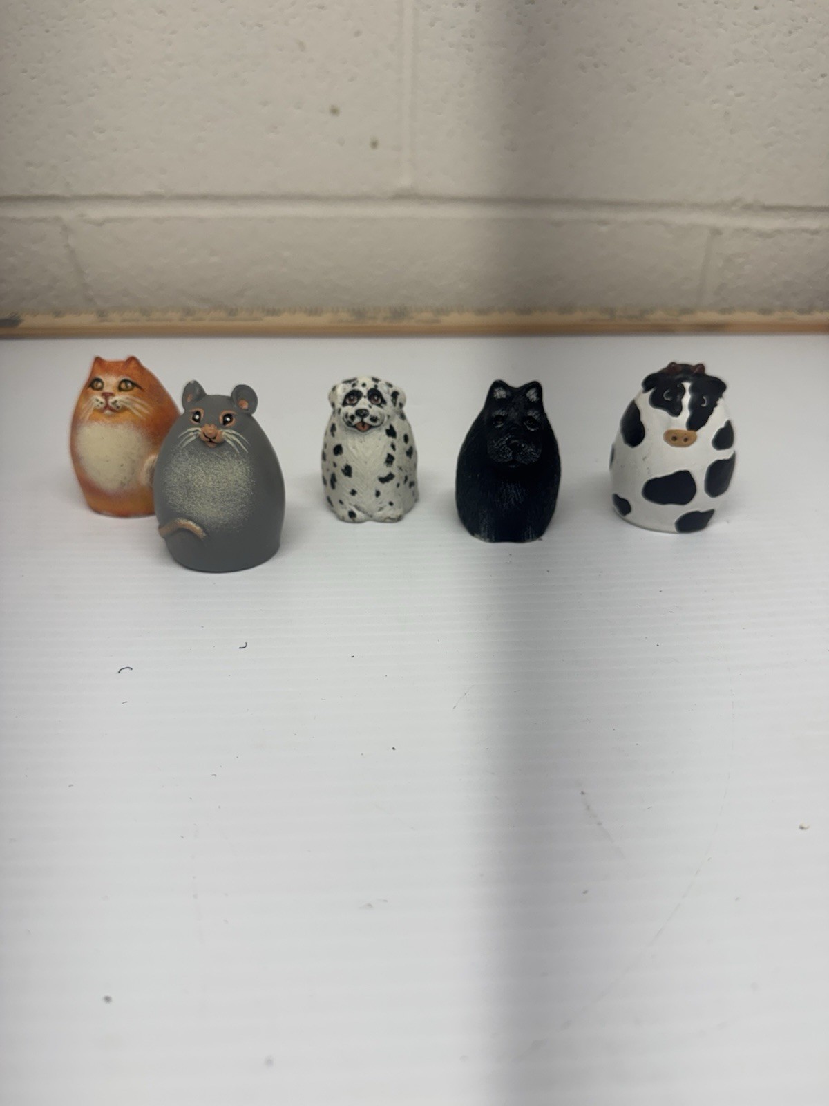 Hand Painted Animal Figurines Cat Mouse Dalmatian Dog Cow Miniatures