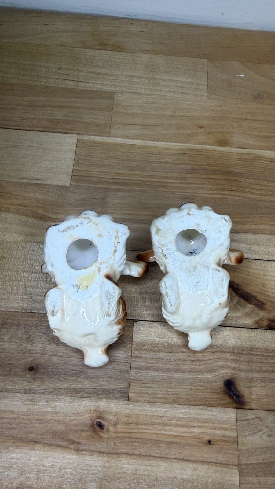 Vintage Hand Painted Ceramic puppy figurines