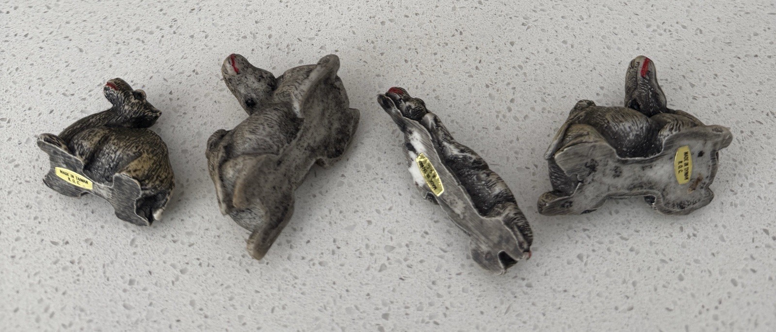 Vintage Taiwan R.O.C. Stone Camel Figurines in traditional sitting pose Set of 4