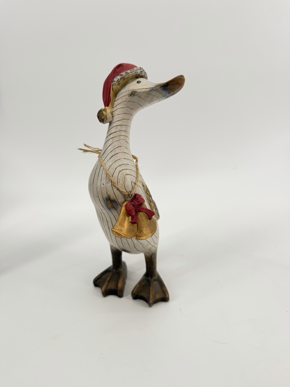 Tii Collection Resin Christmas Duck with Simulated Woodgrain 7 Inch Tall