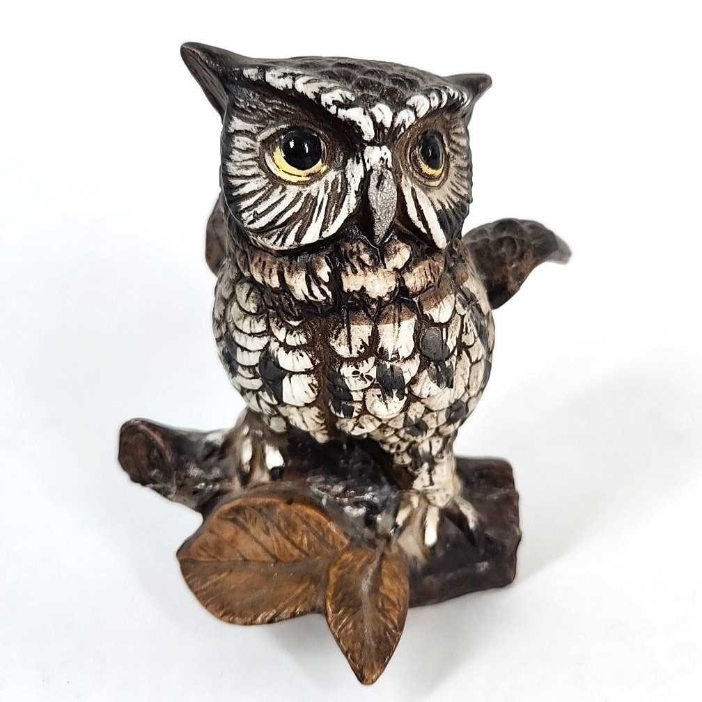Vtg Homco Great Horned Owls Pair Ceramic 1970s Home Interior Decor MCM Taiwan