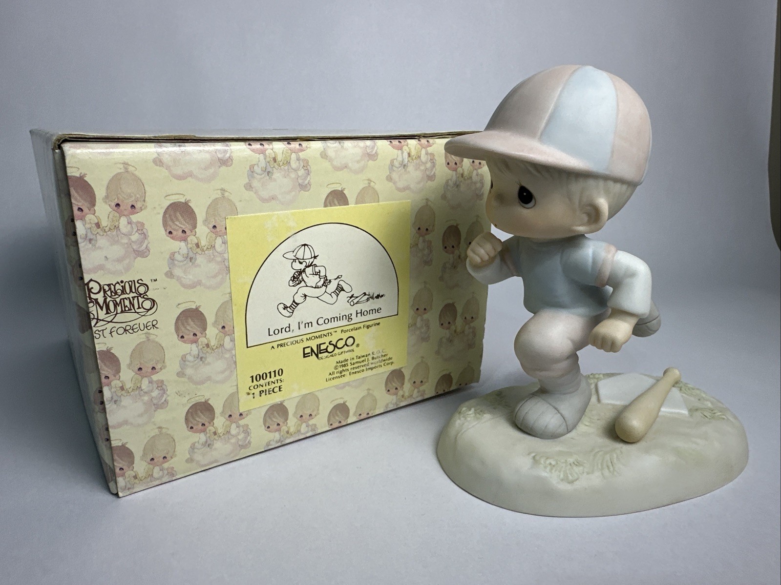 Precious Moments 1985 100110 Lord, I’m Coming Home Figurine Baseball Player