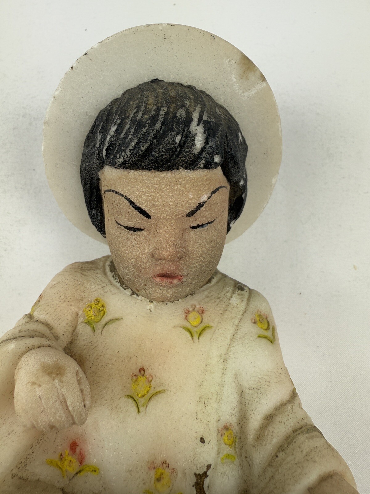 Vintage Pair of Asian Girl & Boy Reading a Book Chalk Ware Figures