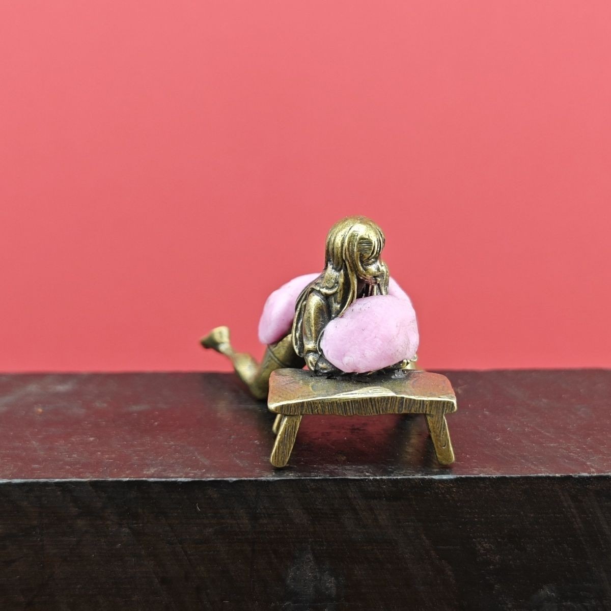 54mm Solid Brass Sexy Kneeling Table Lady Big Ass Beauty Miniature Doll Model