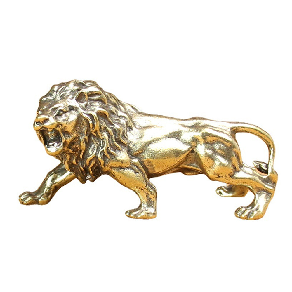 Brass Lion Figurine Statue House Office Table Decoration Animal Figurines Toy US