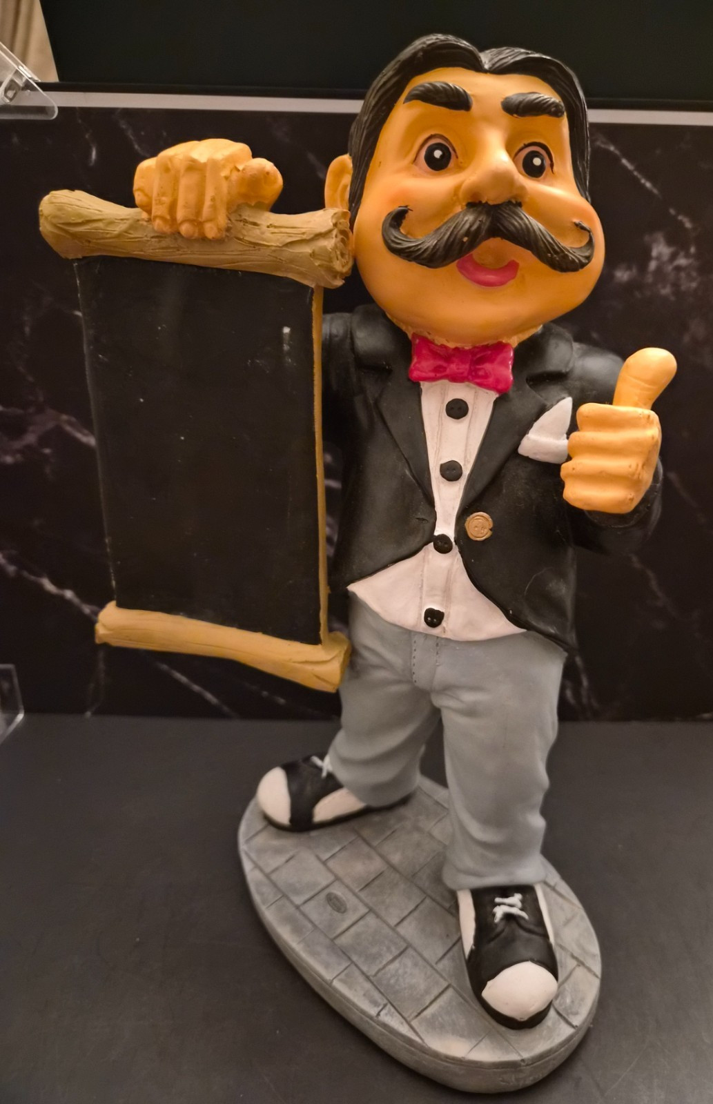 11″ Tall Decorative Waiter or Butler Figurine Designed to hold a Chalkboard
