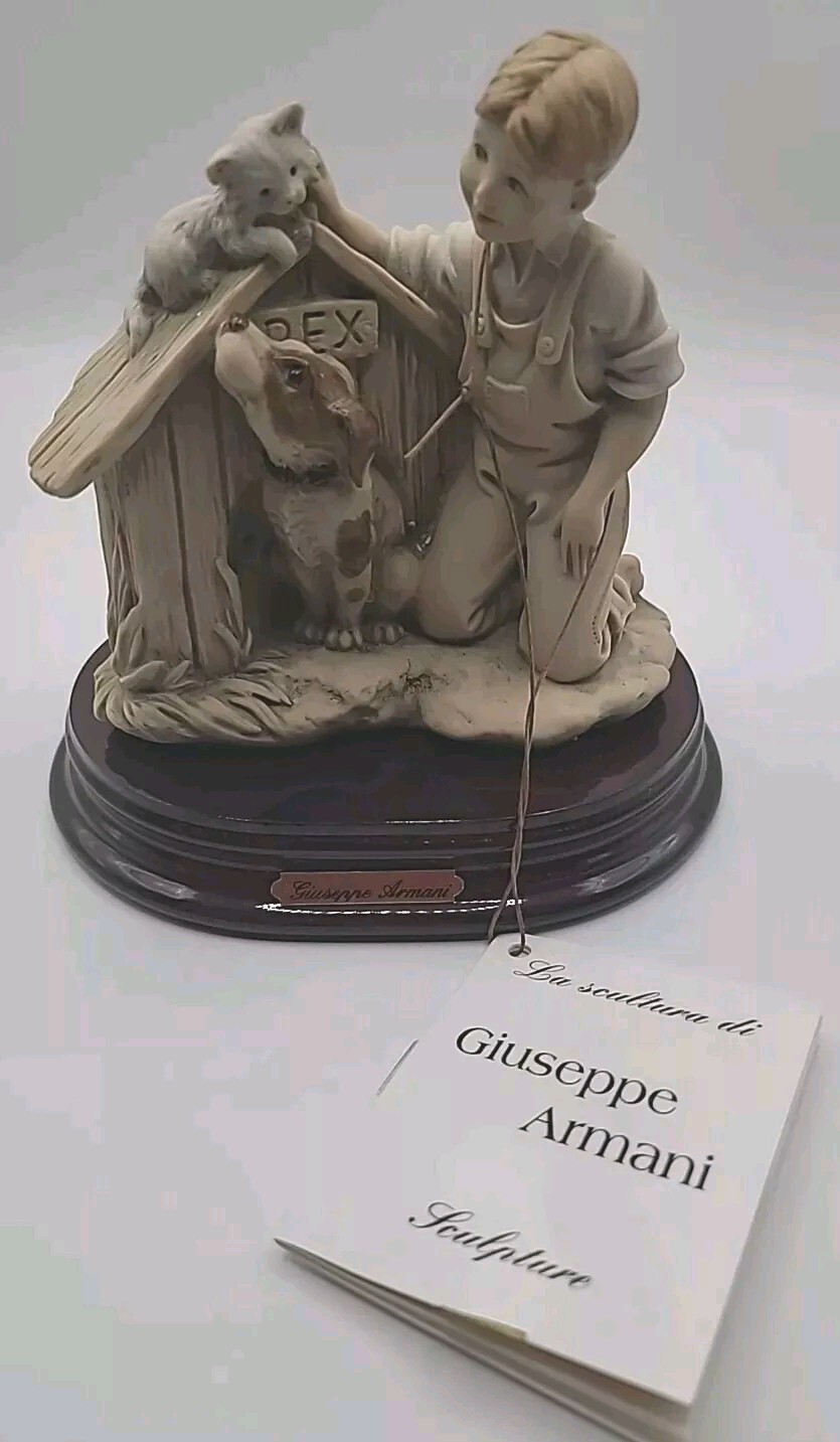 Giuseppe Armani Figurine Signed #0257T Difficult Situation Florence 1993 Boy Dog