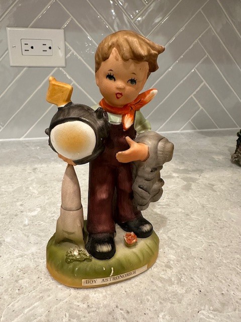 Vintage “Boy Astronomer” figurine by Erich Stauffer. Numbered U8588. Adorable