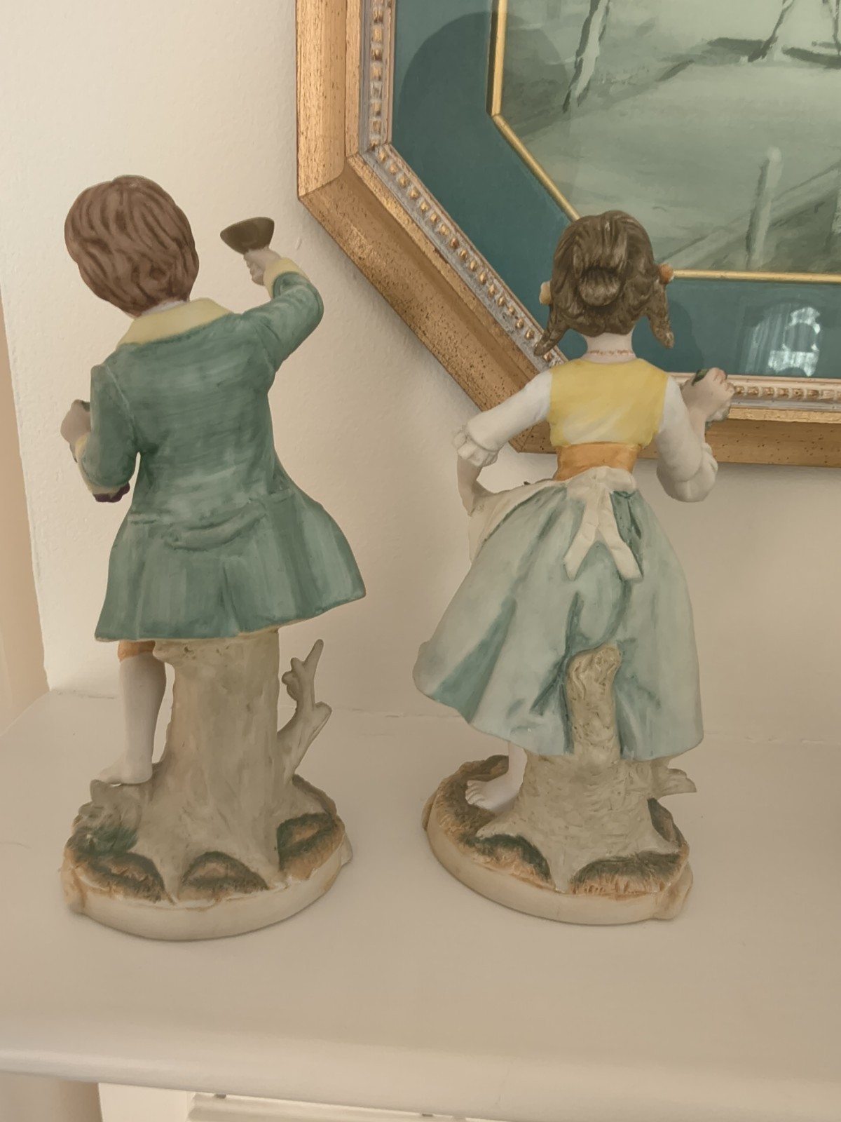 Ethan Allan American Traditional Interiors Boy & Girl W/Grapes Figurines 3211A