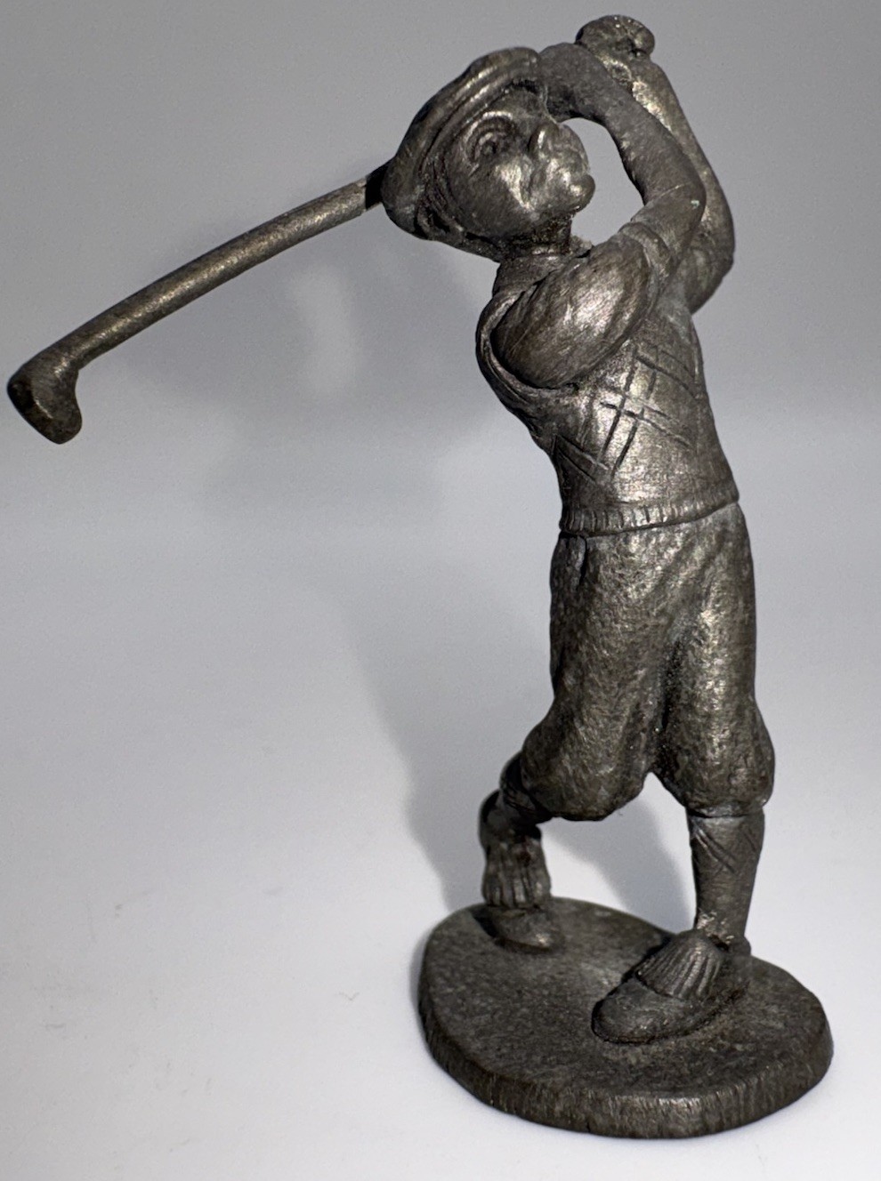VTG 2×1.5” Solid Pewter Swinging GOLFER Figurine Detailed Statue Golfing Golf