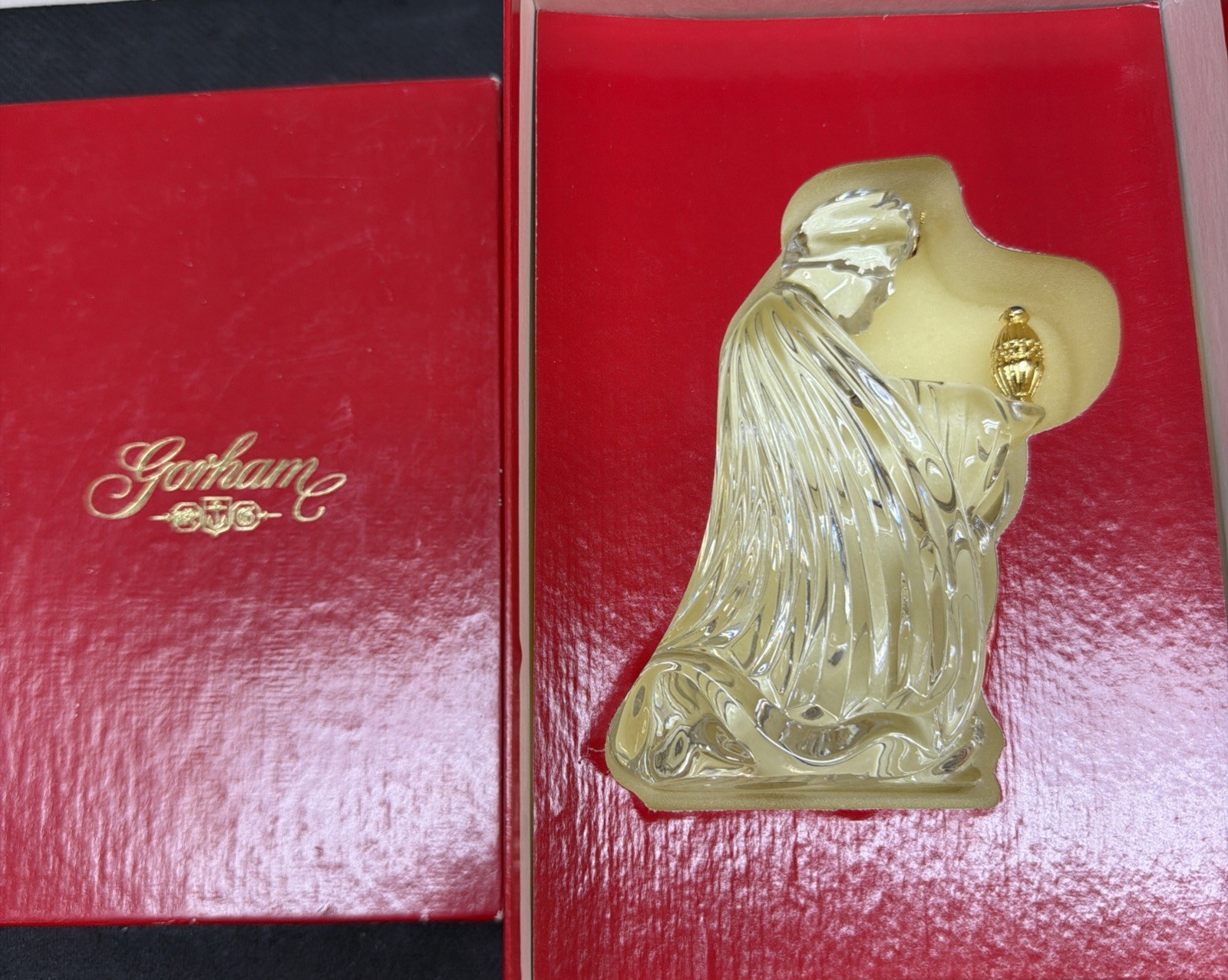 Gorham Crystal Nativity Wise Man Figure Gold Accents Original Box