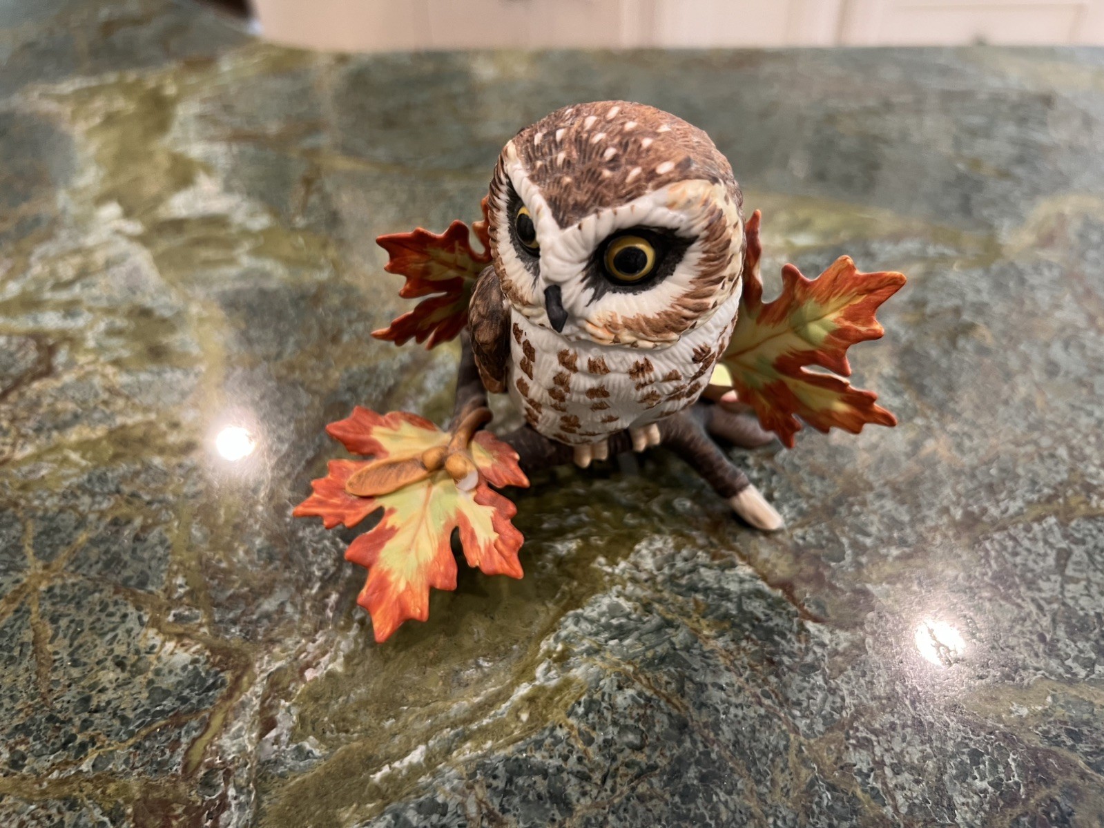 Vintage Lenox Garden Birds Saw Whet Owl Figurine On Branch Fine Porcelain Bird