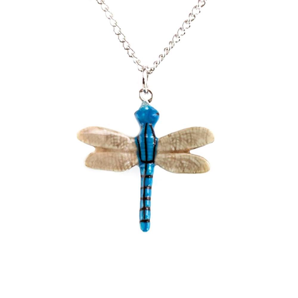 Little Critterz Jewelry – Blue Stripe Dragonfly – Pendant Porcelain Jewelry