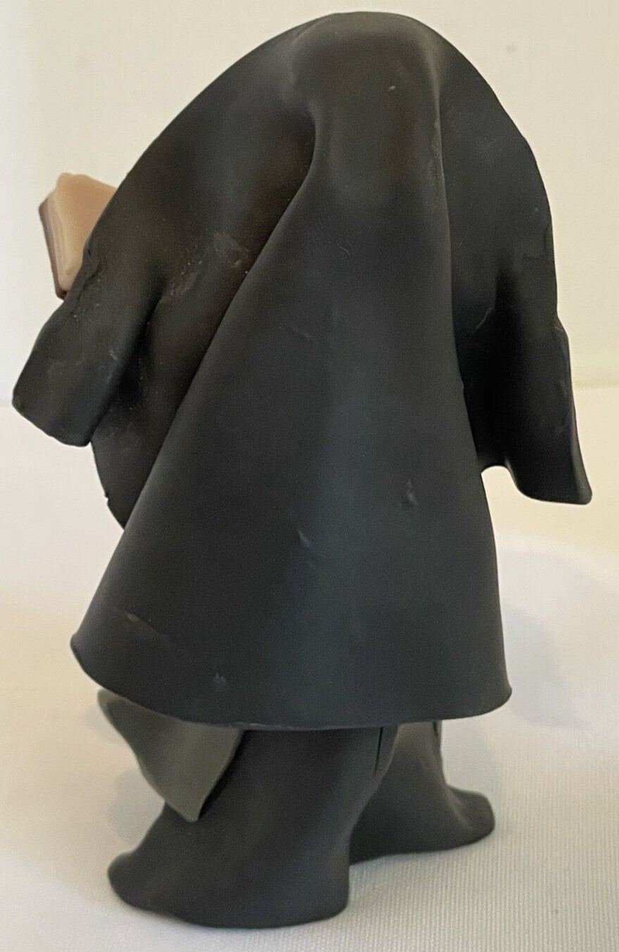 Clay Nun Figurine Holding Cane, Holy Water Container & Hymnal Bible 4.5 Inches